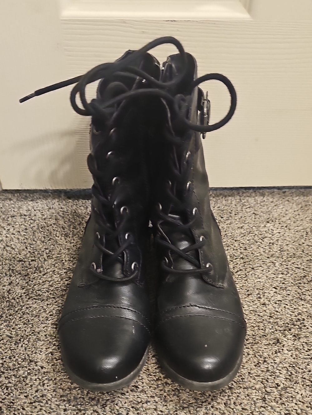 Women's Black Lace-Up Ankle Boots with Side Zip
